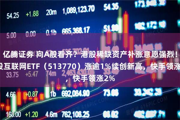 亿腾证券 向A股看齐？港股稀缺资产补涨意愿强烈！港股互联网ETF（513770）涨逾1%续创新高，快手领涨2%